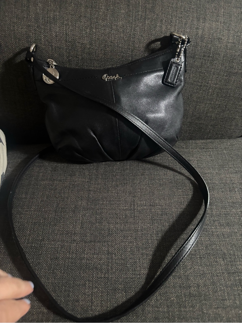 Coach Ashley Small Black soft Leather Hobo - Purple Satin Lining